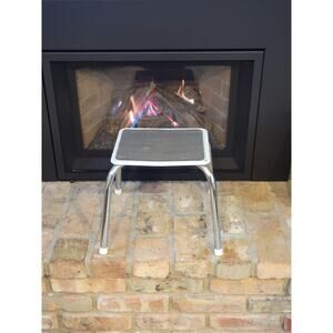 Vintage MCM Step Stool, Chrome Legs, White & Black Top